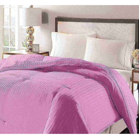 Blue Ridge 350 Thread Count Down Fiber Damask Stripe Comforter, Lilac, King 011838